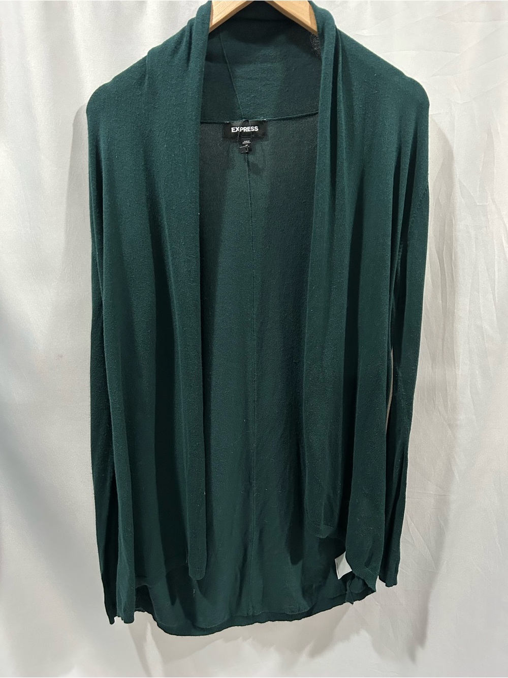 Express Women's Forest Green Open Drape Cardigan EUC